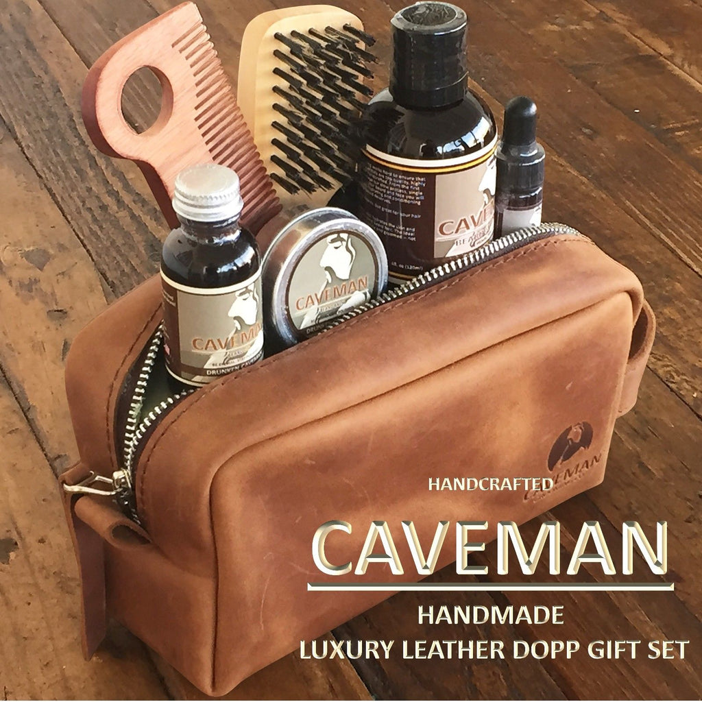 Caveman handmade luxury leather DOPP gift set